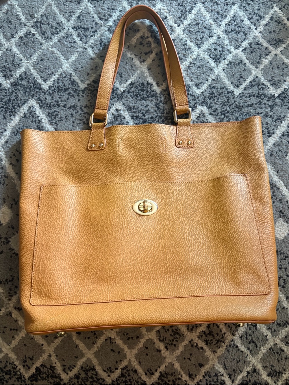 Charming Charlie Tan Leather Tote Bag